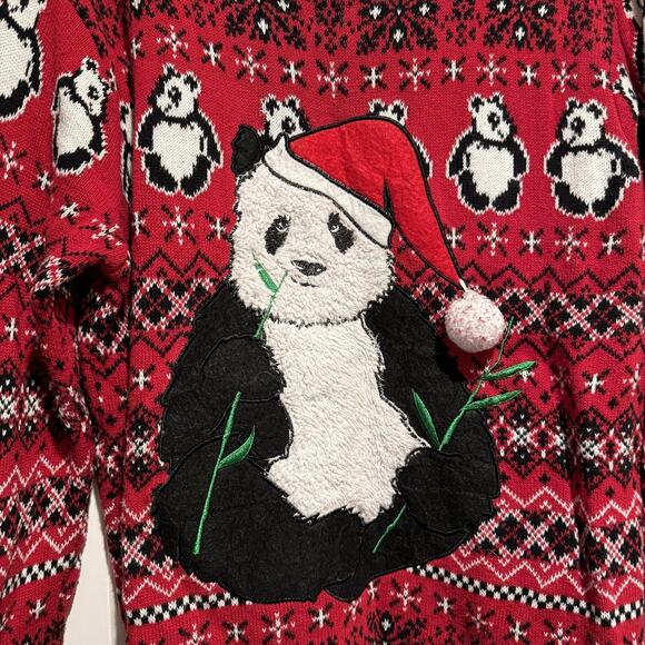 33 Degrees Panda Christmas Sweater Fair Isle Mens Large - Picture 2 of 6